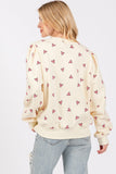 SAGE + FIG Heart Printed Contrast Long Sleeve Sweatshirt - Trendsi