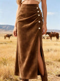 Pearl Slit Velvet Skirt - Trendsi - Flyclothing LLC