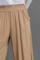 Umgee Full Size Linen Blend Elastic Waistband Wide Leg Pants Plus Size - Trendsi - Flyclothing LLC
