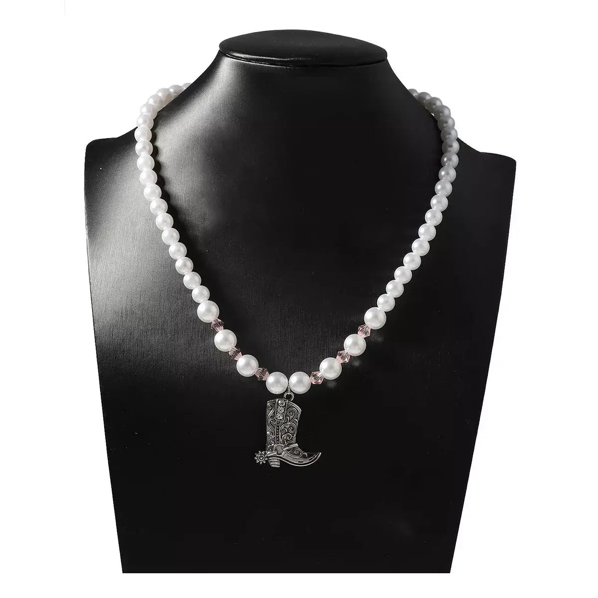 Pearl Beaded Cowboy Boot Necklace - Trendsi - Flyclothing LLC