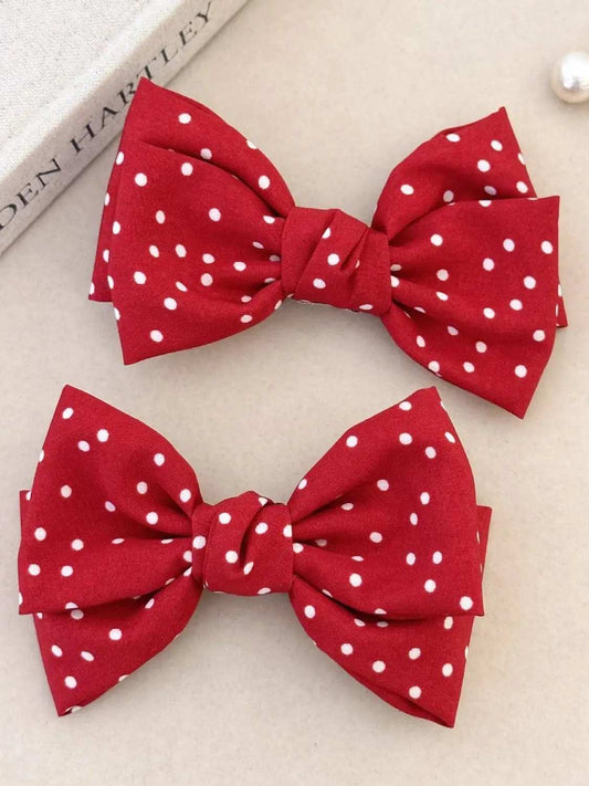 2-Piece Polka Dot Bow Hair Clip - Trendsi - Flyclothing LLC
