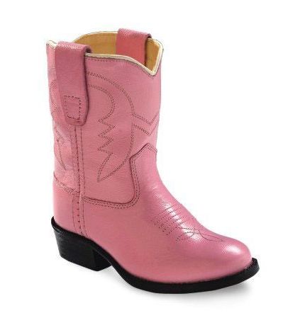 Old West Pink Toddler's Round Toe Boots