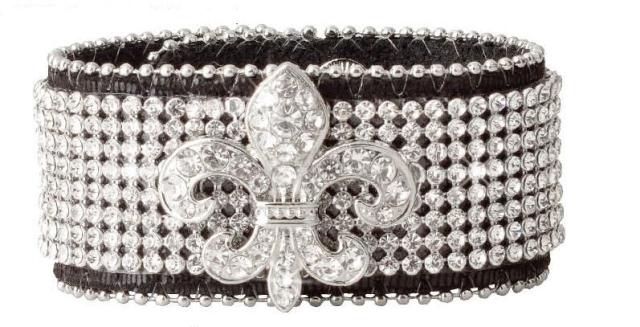 Rhinestone Fleur de Lis Wristband - Anonymous - Flyclothing LLC