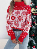 Christmas Snowflake Turtleneck Long Sleeve Sweater - Trendsi - Flyclothing LLC