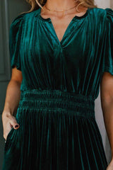 Tiered Notched Short Sleeve Dress with Pockets - Trendsi - Flyclothing LLC