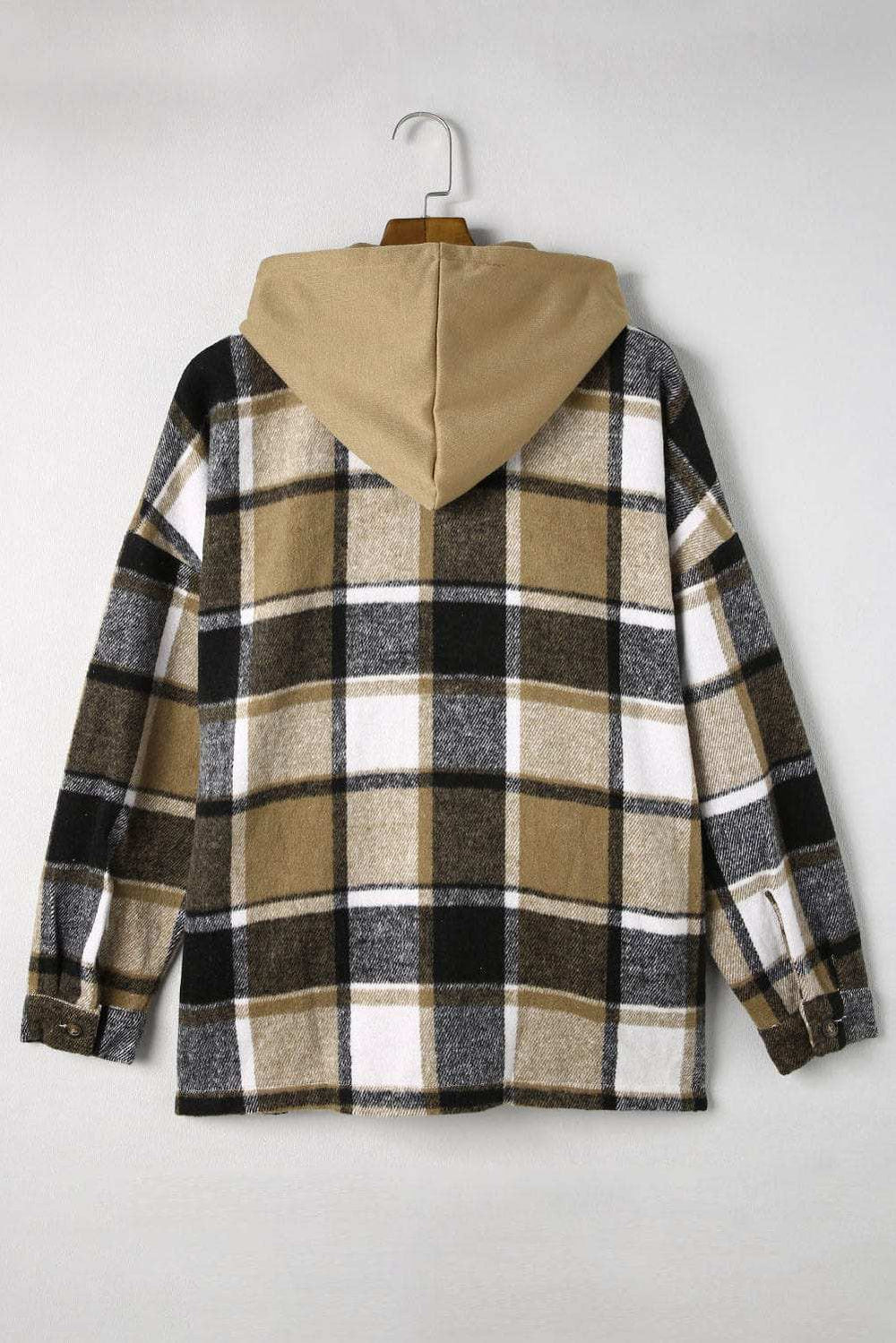 Plaid Button Up Hooded Shacket - Trendsi - Flyclothing LLC