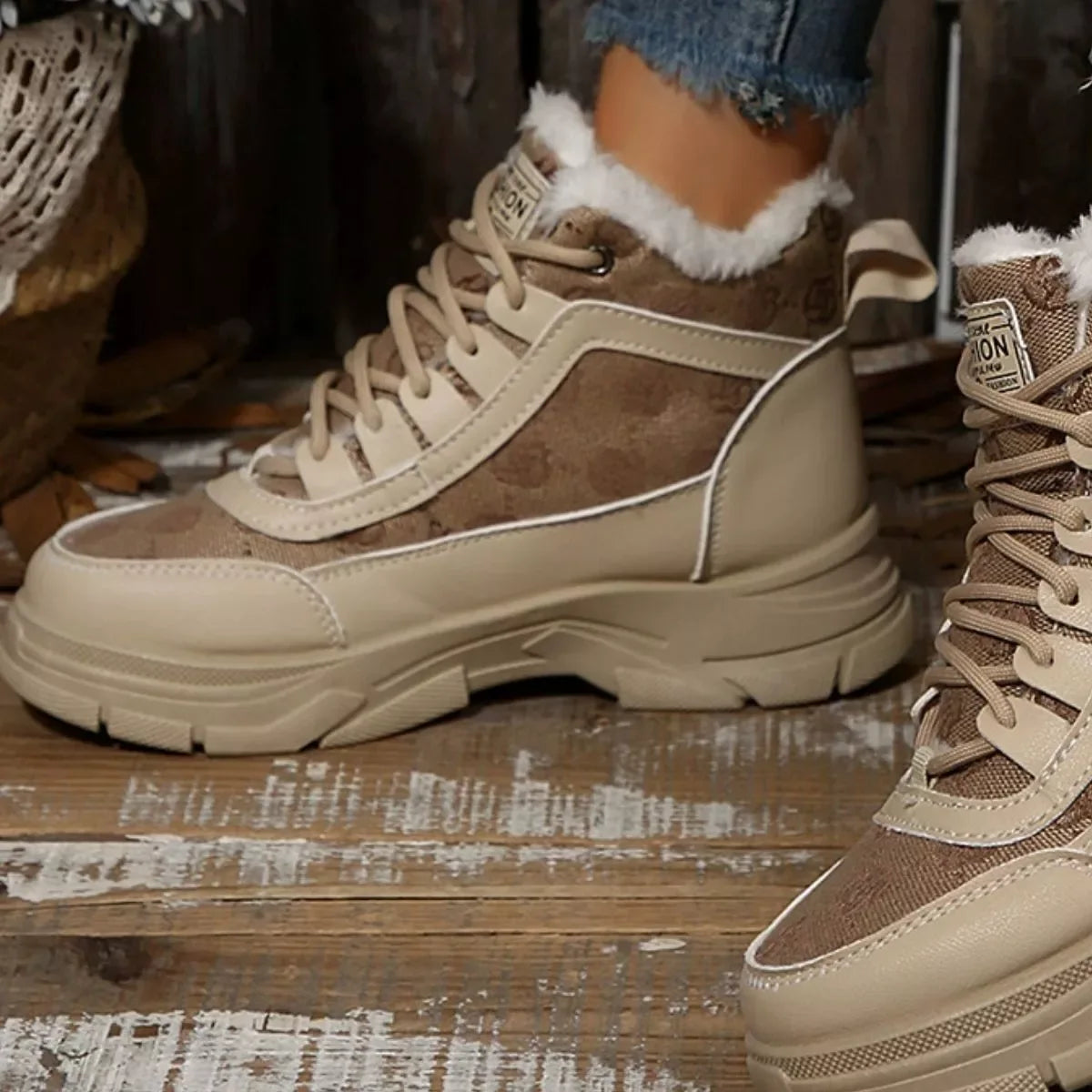 Plush Lined Ankle Boots - Trendsi - Flyclothing LLC