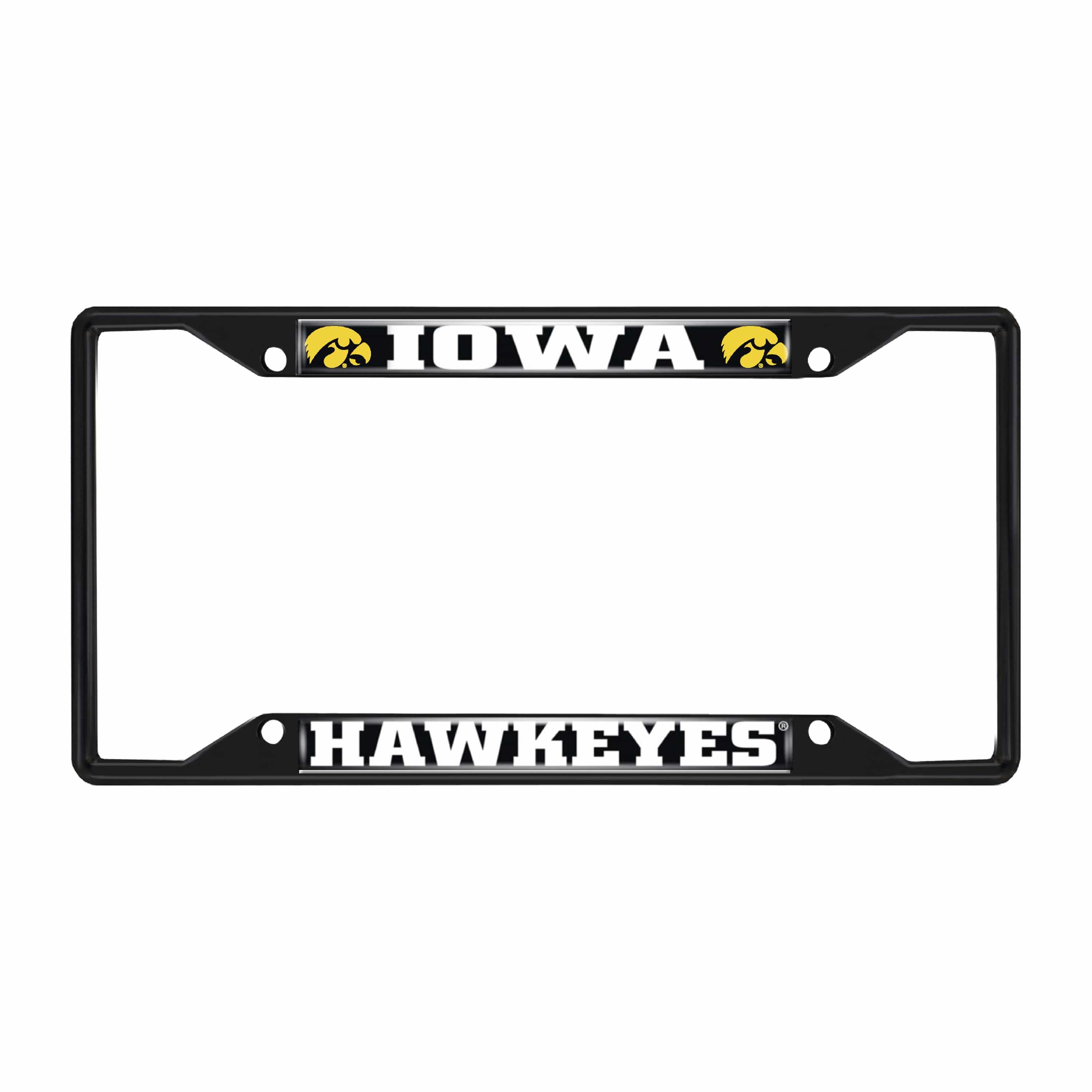 Iowa Hawkeyes Metal License Plate Frame Black Finish - Iowa
