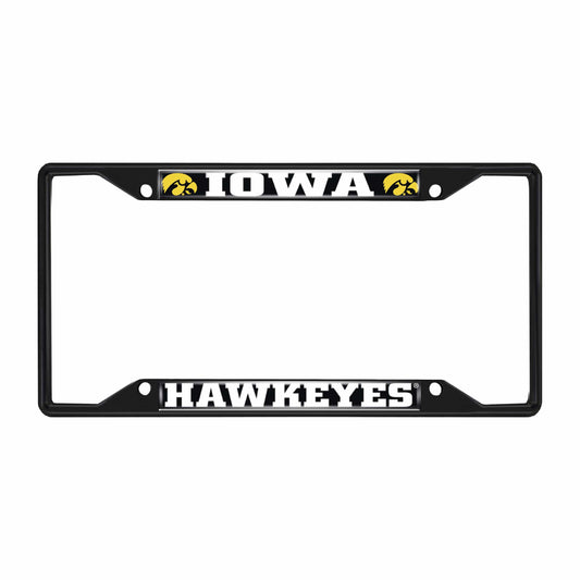 Iowa Hawkeyes Metal License Plate Frame Black Finish - Iowa
