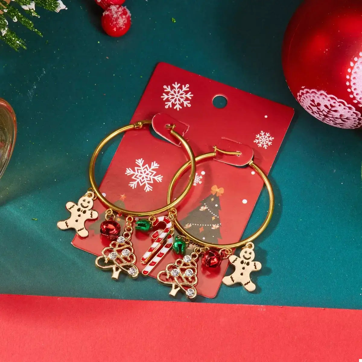 Christmas Theme Hoop Earrings - Trendsi - Flyclothing LLC