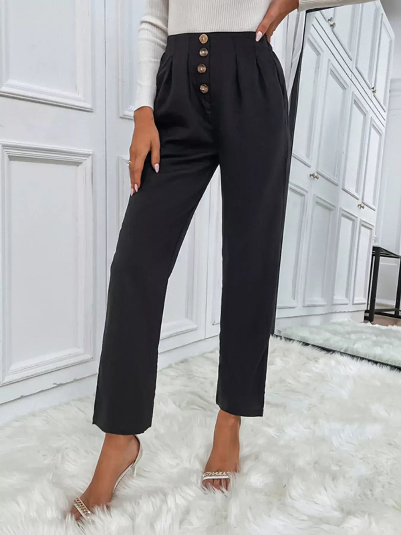 High Waist Wide Leg Pants - Trendsi - Flyclothing LLC
