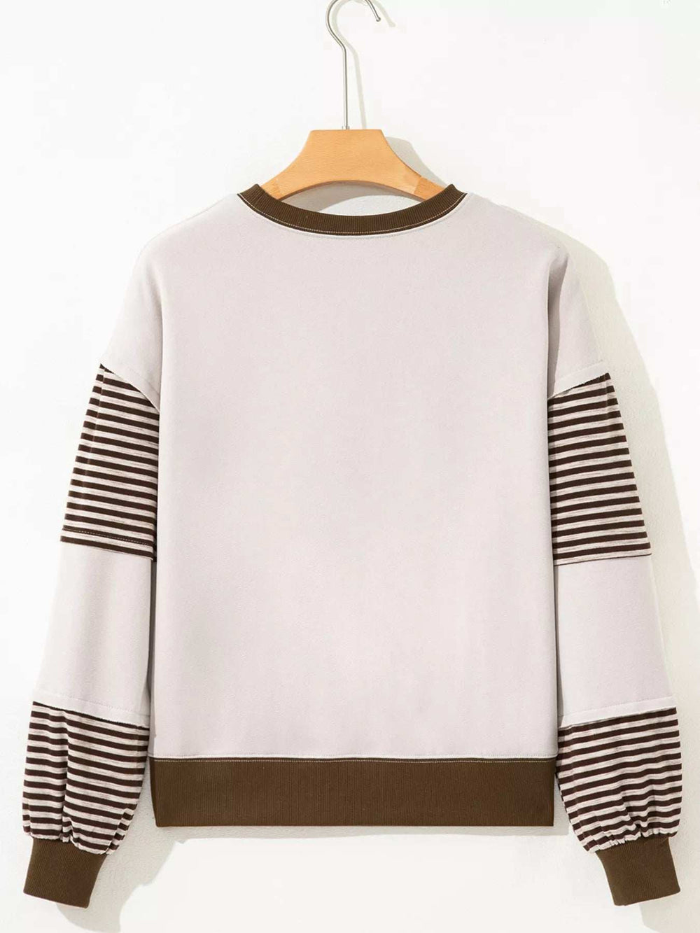 Contrast Striped Long Sleeve Sweatshirt - Trendsi - Flyclothing LLC