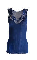 EGI Exclusive Collections Women's Merino Wool Blend Lace-Trimmed Tank Top. Proudly Made in Italy (312) - tittimitti - Flyclothing LLC