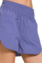 Zenana Windbreaker Smocked Waistband Running Shorts - Trendsi - Flyclothing LLC