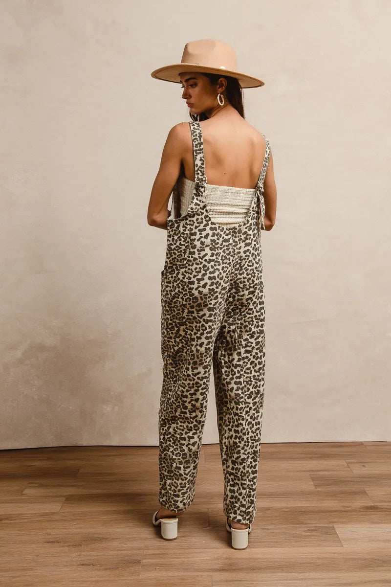 BiBi Leopard Print Adjustable Strap U Neck Jumpsuit - Trendsi - Flyclothing LLC