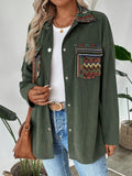 Snap Down Long Sleeve Jacket with Chest Pockets - Trendsi