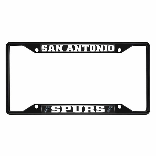 San Antonio Spurs Metal License Plate Frame Black Finish - San Antonio Spurs