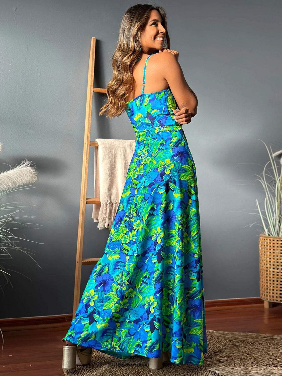 Twisted Printed V-Neck Cami Dress - Trendsi - Flyclothing LLC