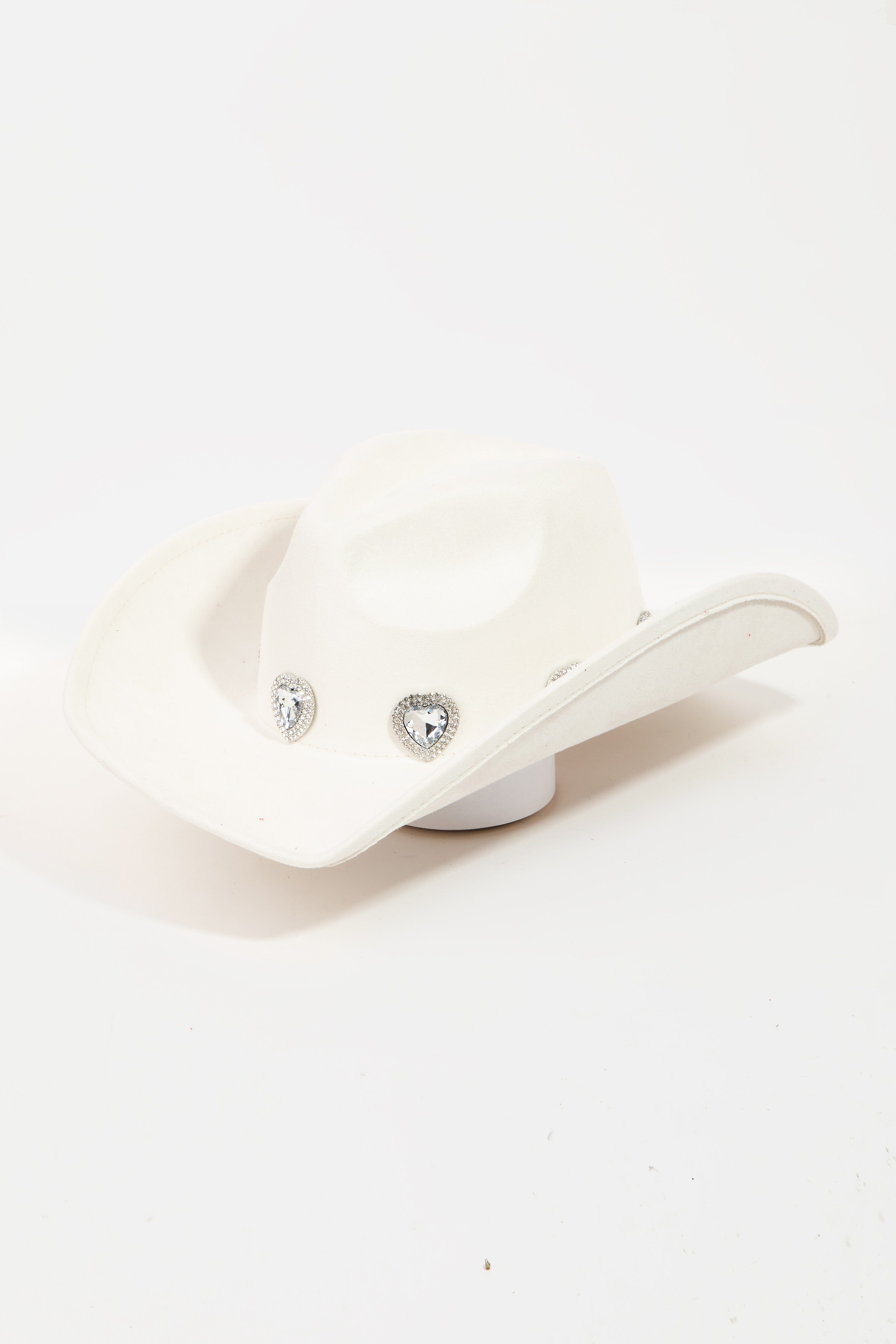 Fame Rhinestone Pave Heart Cowboy Hat - Trendsi