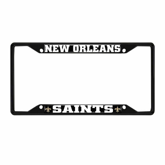 New Orleans Saints Metal License Plate Frame Black Finish - New Orleans Saints