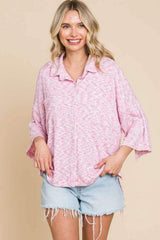 Culture Code Button Up Drop Shoulder Slit Shirt - Trendsi - Flyclothing LLC