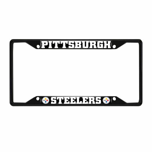 Pittsburgh Steelers Metal License Plate Frame Black Finish - Pittsburgh Steelers