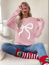 Bow Round Neck Sweater - Trendsi - Flyclothing LLC