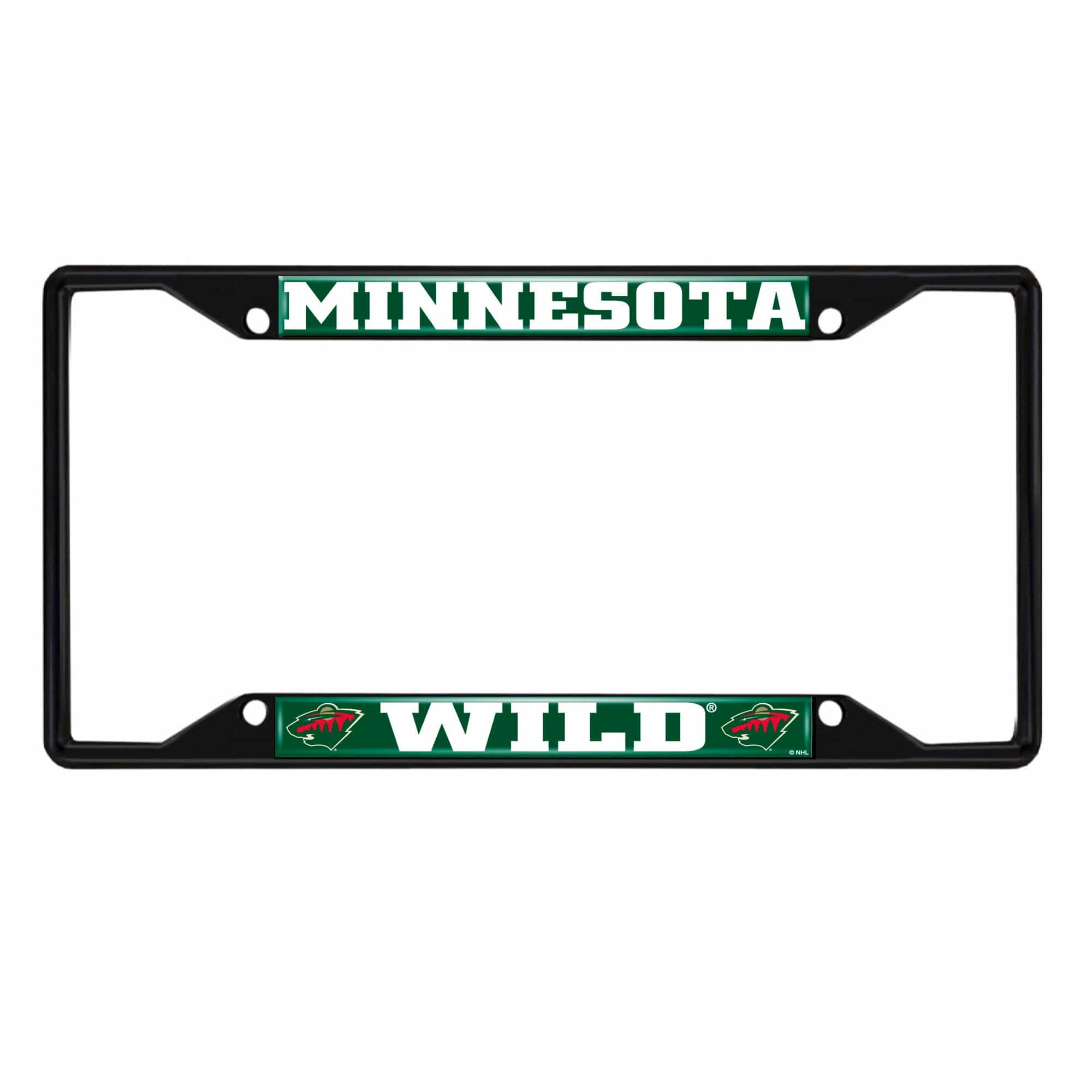 Minnesota Wild Metal License Plate Frame Black Finish