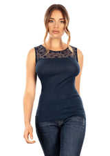 EGI Exclusive Merino Wool Blend Top with Tulle Trim. Proudly Made in Italy. - tittimitti - Flyclothing LLC