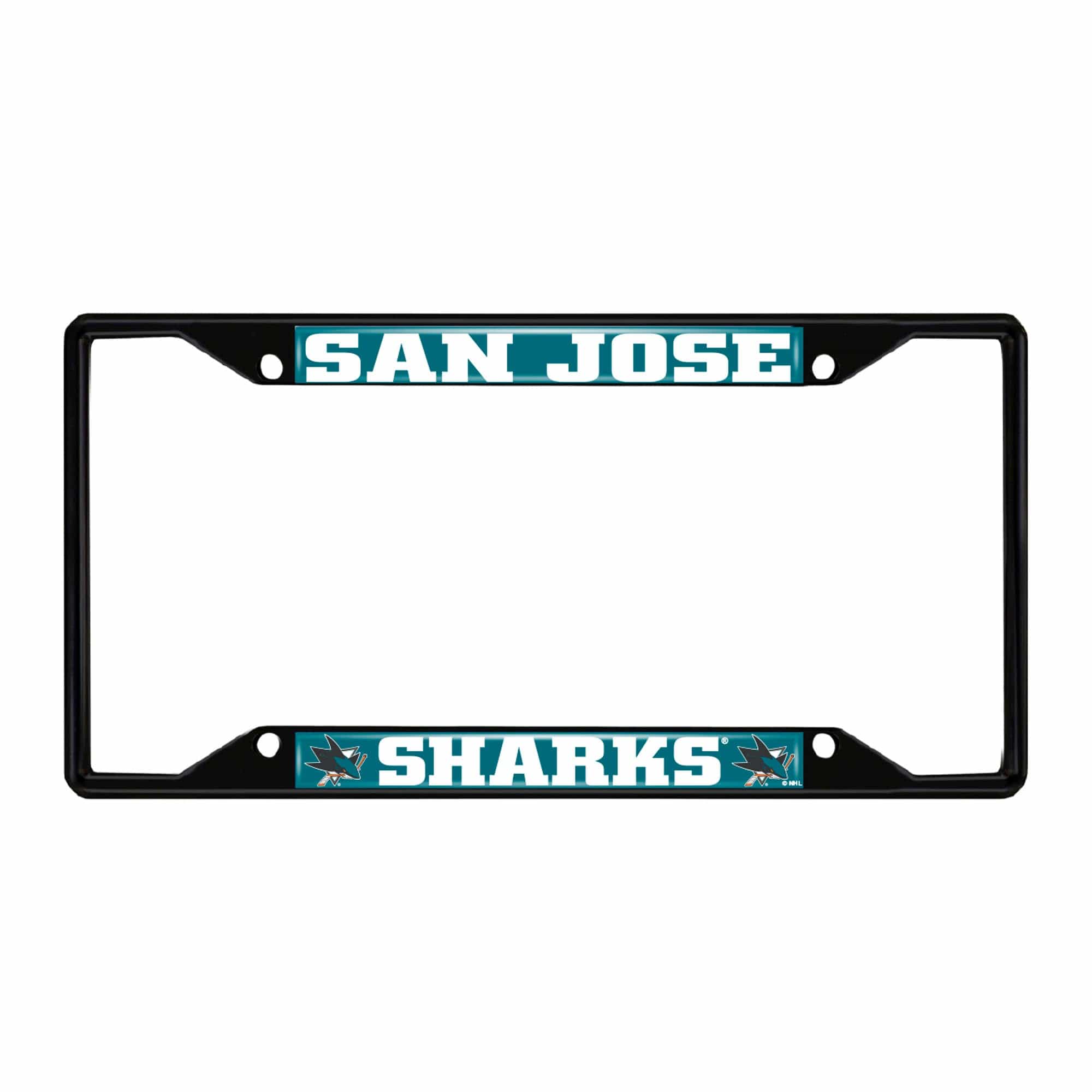 San Jose Sharks Metal License Plate Frame Black Finish - San Jose Sharks