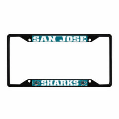 San Jose Sharks Metal License Plate Frame Black Finish - San Jose Sharks