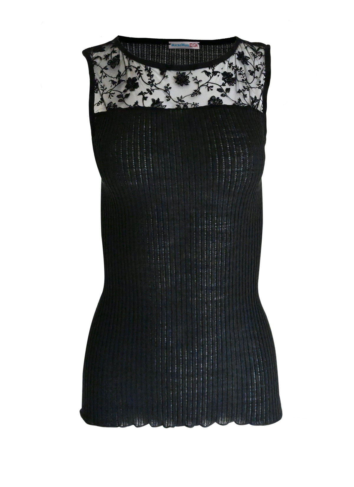 EGI Exclusive Merino Wool Blend Top with Tulle Trim. Proudly Made in Italy. - tittimitti - Flyclothing LLC