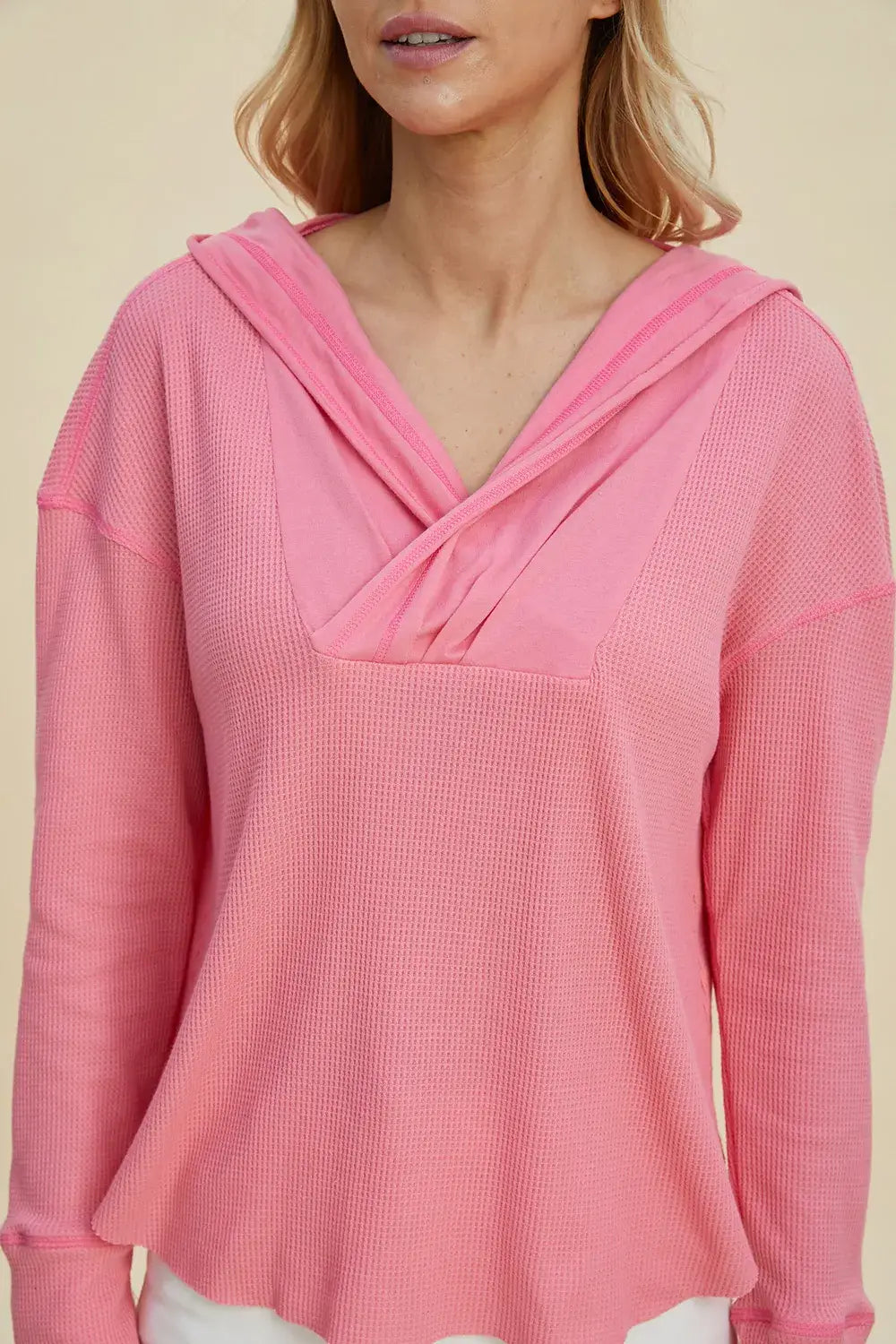 Double Take Full Size High-Low Dropped Shoulder Long Sleeve Hoodie - Trendsi - Flyclothing LLC