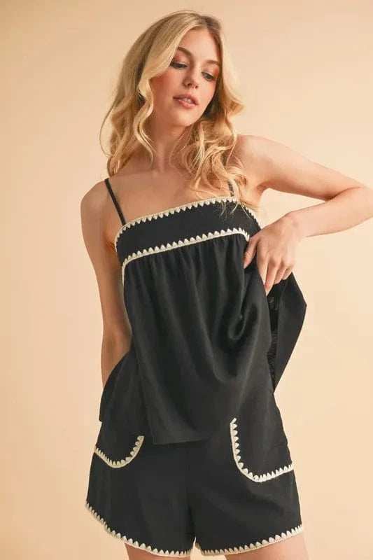 Aemi+Co Bali Rickrack Trim Cami - Trendsi - Flyclothing LLC