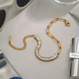 18K Gold-Plated Stainless Steel Rhinestone Chain Bracelet - Trendsi - Flyclothing LLC