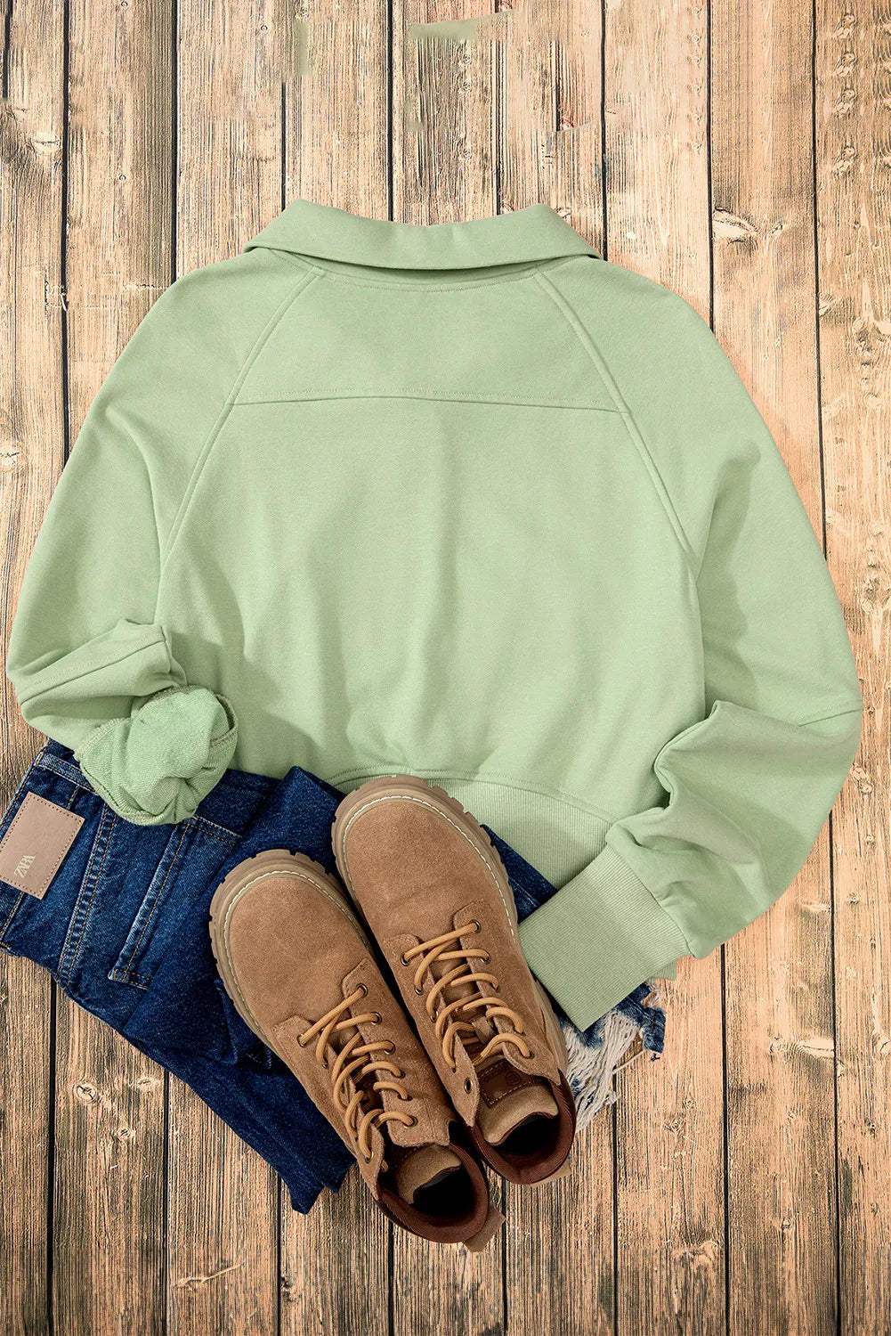 Half Zip Long Sleeve Sweatshirt - Trendsi - Flyclothing LLC