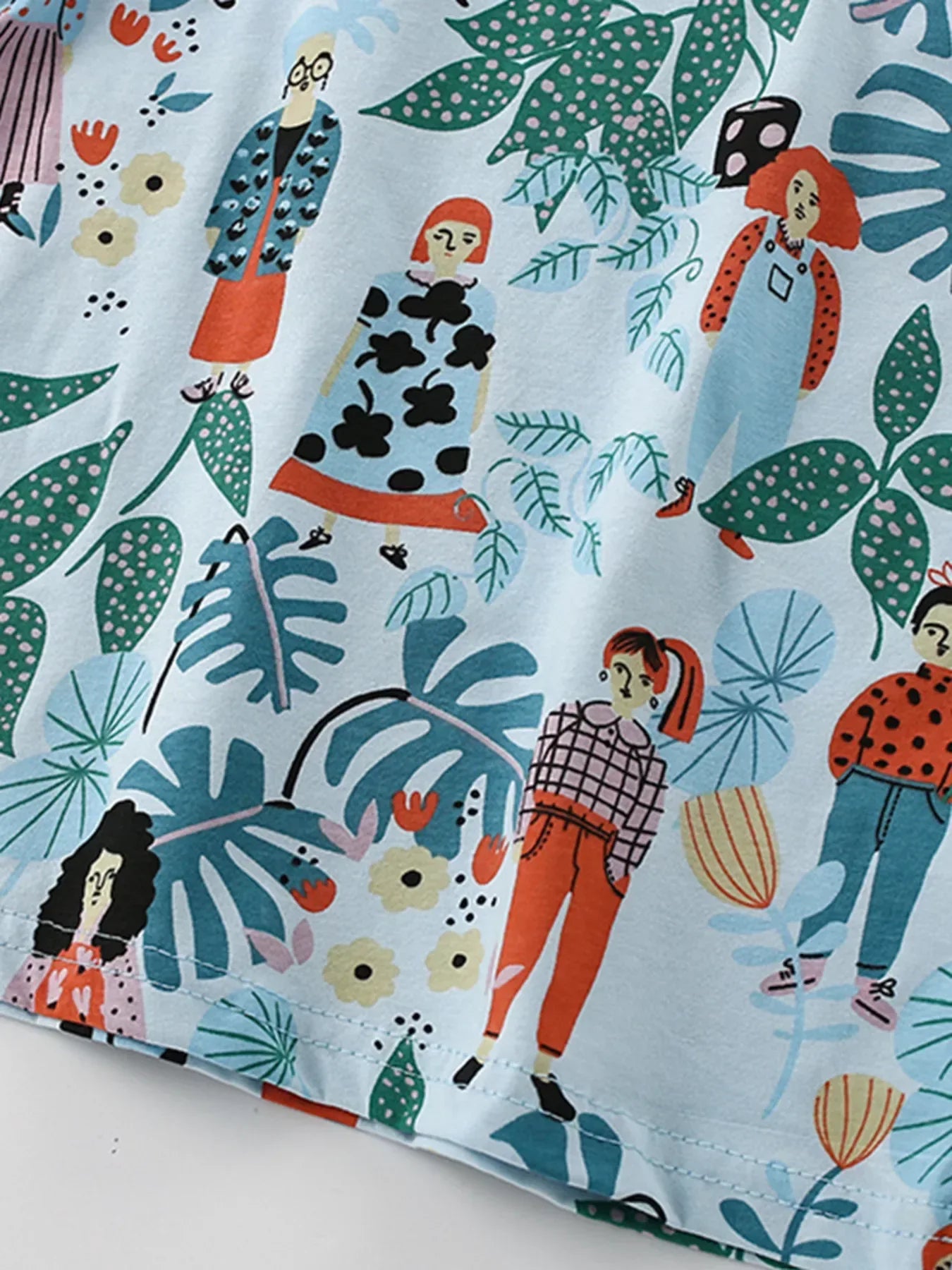 Children's Botanical Print Crew Neck Short Sleeve T-Shirt - Trendsi - Flyclothing LLC