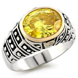 31419 - Reverse Two-Tone 925 Sterling Silver Ring with AAA Grade CZ  in Topaz - Alamode