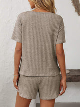 Mandy V-Neck Short Sleeve Top and Shorts Set - Trendsi - Flyclothing LLC