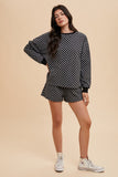 Annie Wear Checkered Round Neck Top and Drawstring Shorts Set - Trendsi