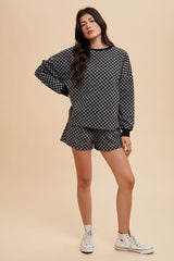 Annie Wear Checkered Round Neck Top and Drawstring Shorts Set - Trendsi