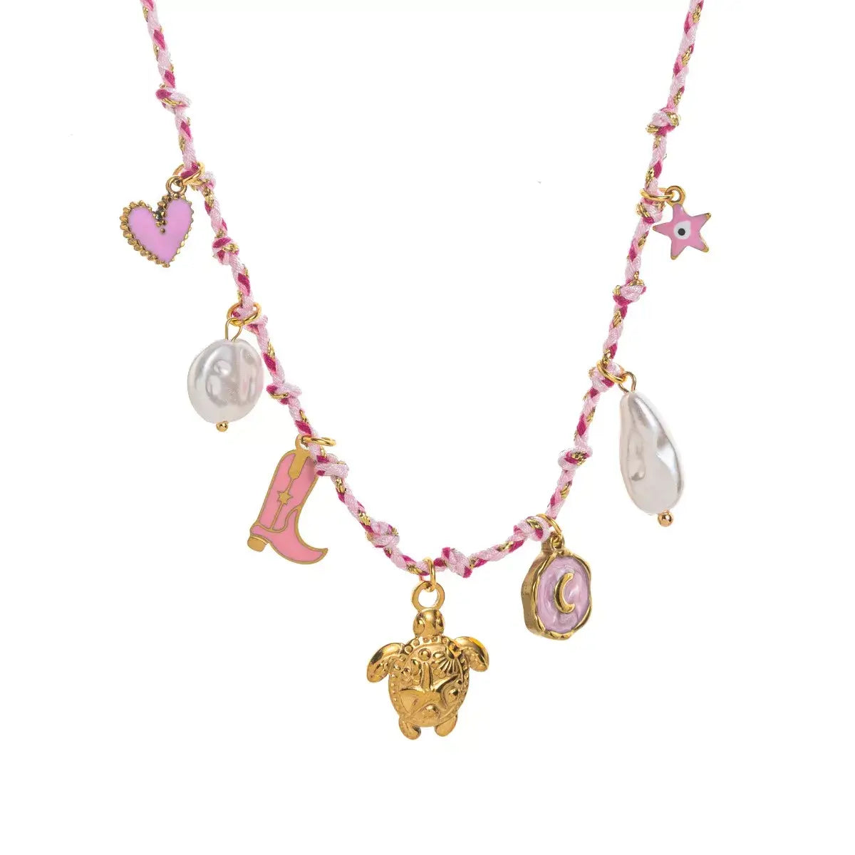 18K Gold-Plated Stainless Steel Charm Necklace - Trendsi - Flyclothing LLC