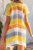 Slit Color Block V-Neck Cover-Up - Trendsi - Flyclothing LLC