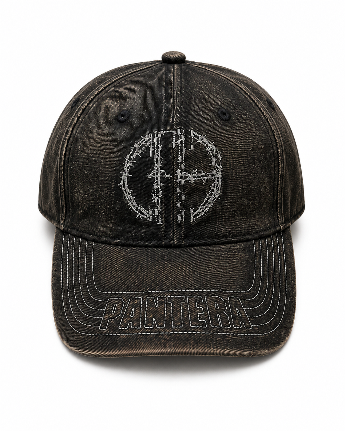 Pantera 
Acid Washed
Flat Embroidery with 
EmbroideredStitch Bill Art Black 6 Panel Dad Hat