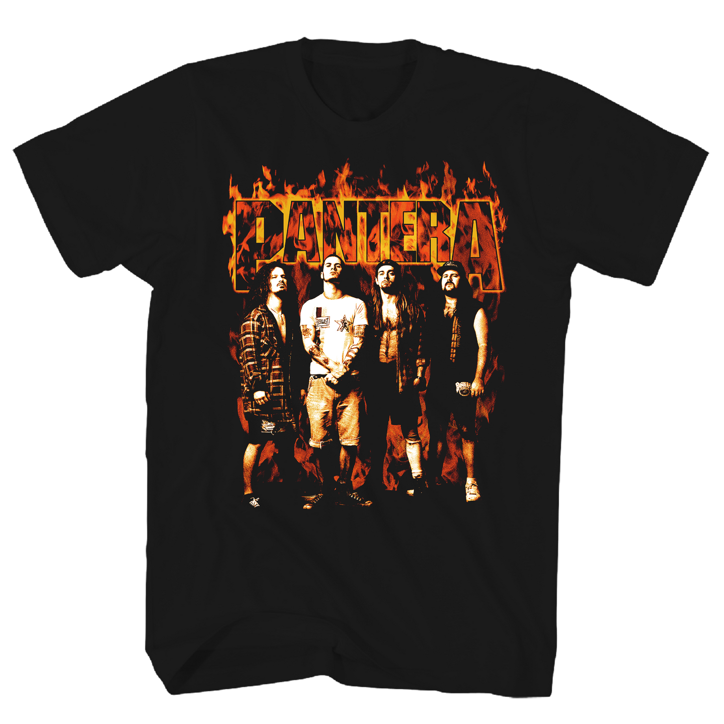 PANTERA FLAMES BAND PHOTO FRT/BACK BLACK T-SHIRT