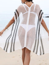 Open Front Contrast Openwork Cover-Up - Trendsi - Flyclothing LLC