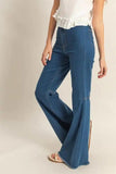 HYFVE Raw Hem High-Waist Washed Flared Jeans - Trendsi