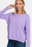 Zenana Front Seam Round Neck Sweater - Trendsi - Flyclothing LLC