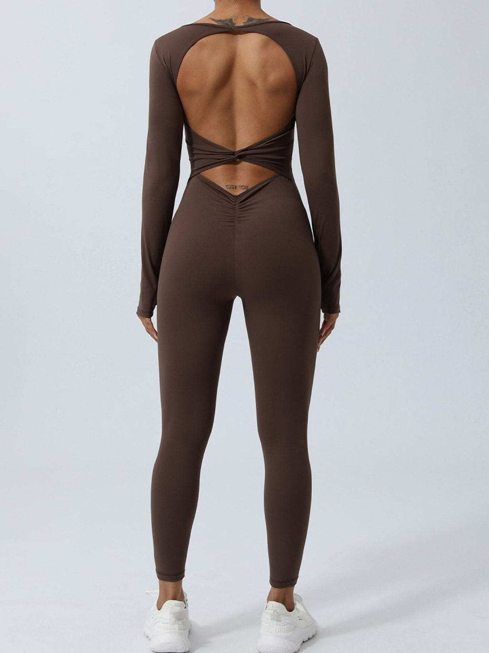 Twisted Backless Long Sleeve Jumpsuit - Trendsi - Flyclothing LLC