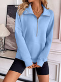 Ivy Lane Half Zip Raglan Sleeve Sweatshirt - Trendsi - Flyclothing LLC